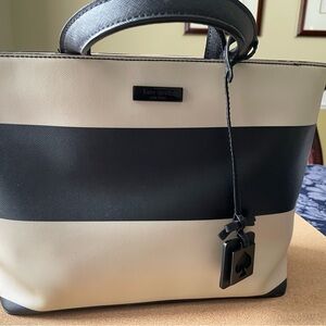 Kate Spade Cameron St. ColourBlock Satchel Black Cream Crossgrain Leather Tote